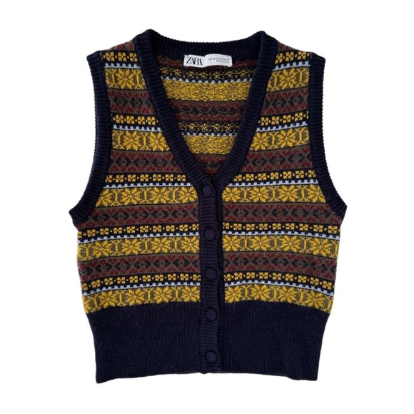 Zara Wool Knit Jacquard Vest - Picture 10 of 10